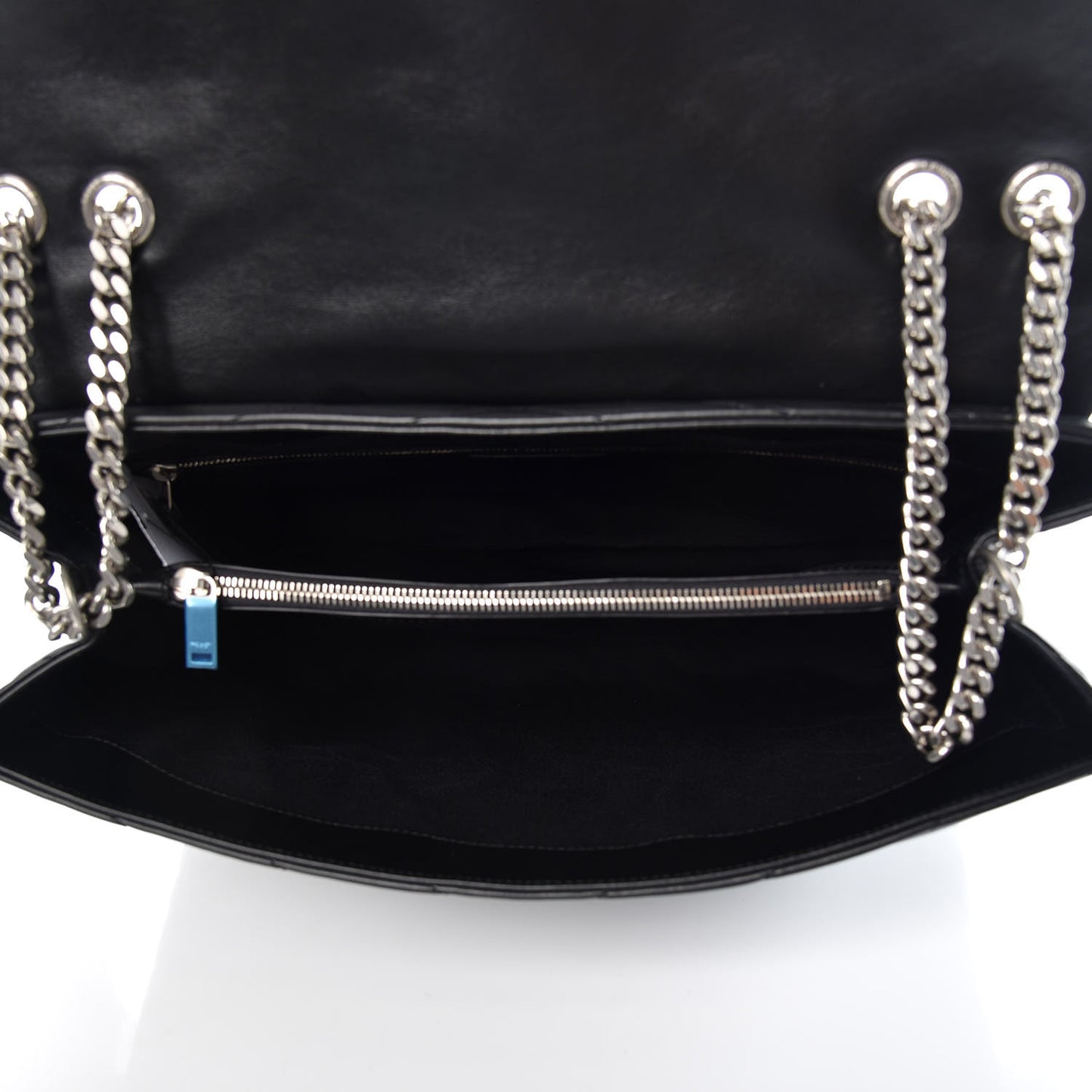 Calfskin Y Quilted Monogram Large Loulou Chain Satchel Black