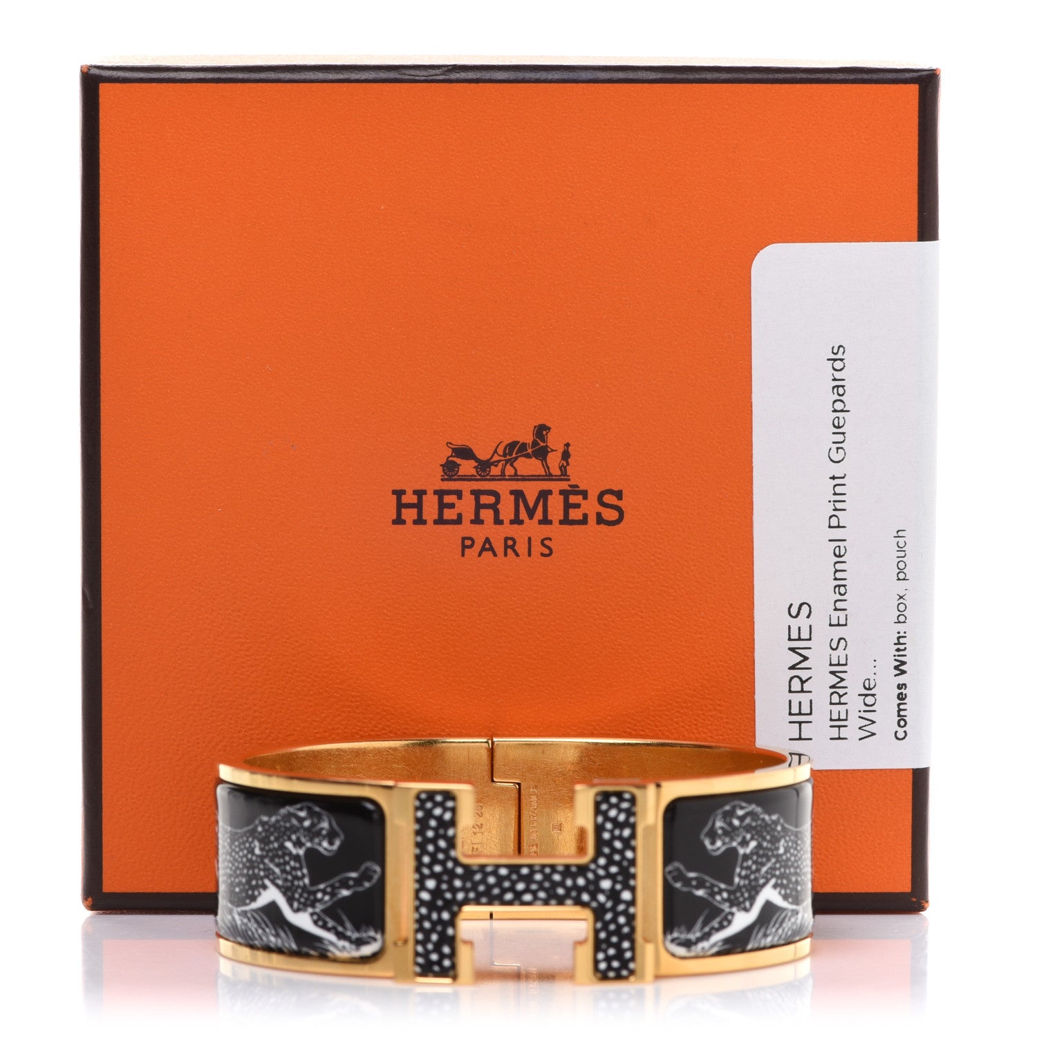 Hermes Enamel Print Guepards Wide Clic Clac H Bracelet PM Positif Negatif 8 of 8