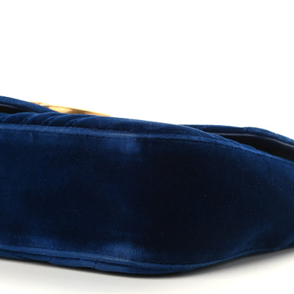 Gucci Velvet Matelasse Medium GG Marmont Shoulder Bag Cobalt Blue 11 of 11