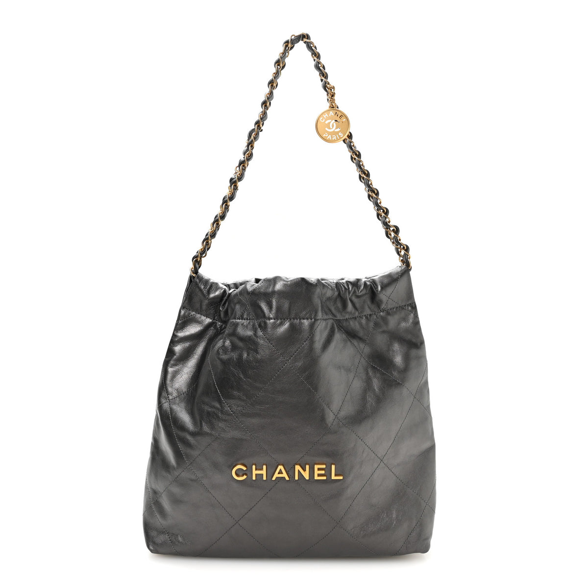 Metallic Calfskin Quilted Small Chanel 22 Ruthenium