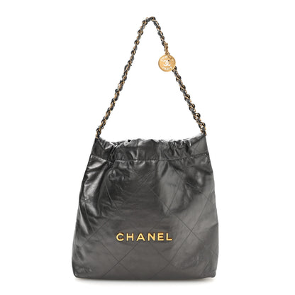 Chanel Metallic Calfskin Quilted Small Chanel 22 Ruthenium 1 of 11