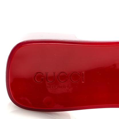 Gucci Rubber Gucci Logo Womens Platform 20/60mm Slide Sandals 37 Hibiscus Red 7 of 8