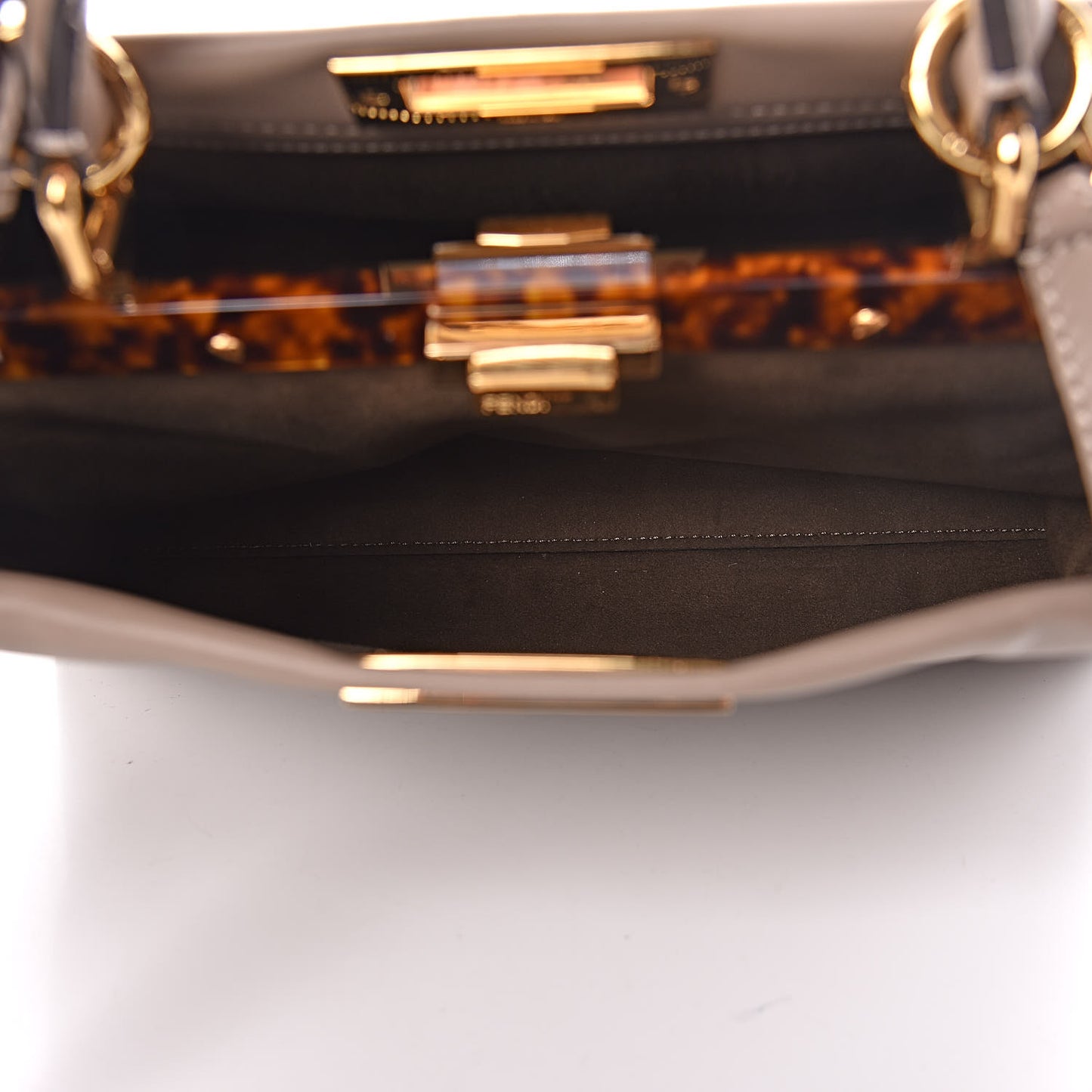 Vitello Seta Plexiglass Tortoise Medium Peekaboo Iconic Satchel Tortora