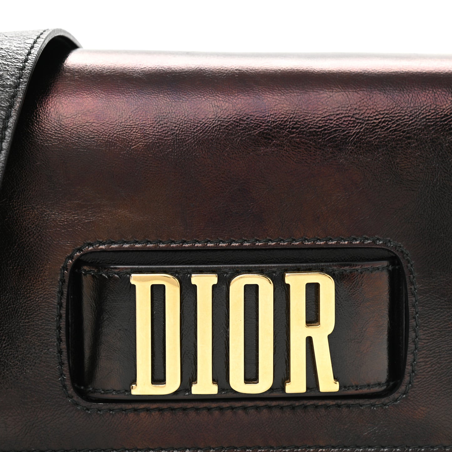 Crinkled Patent Lambskin Dio(r)evolution Flap Bag Black