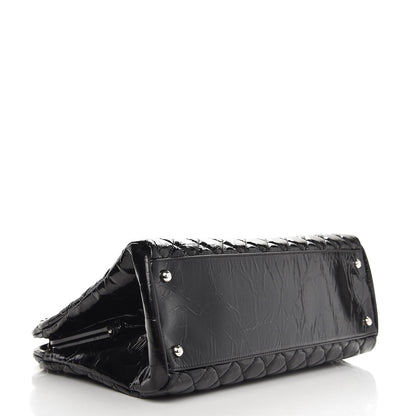 Chanel Glazed Calfskin Quilted Large Just Mademoiselle Bowling Bag Black 4 of 9