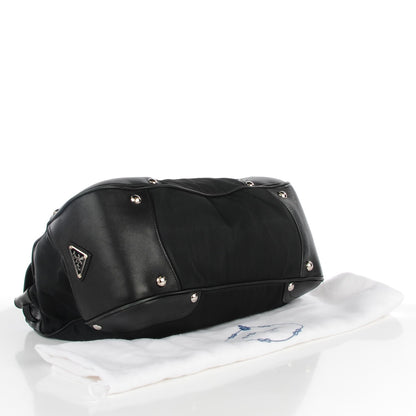 Prada Tessuto Nylon Vitello Foldover Pushlock Satchel Black 4 of 8