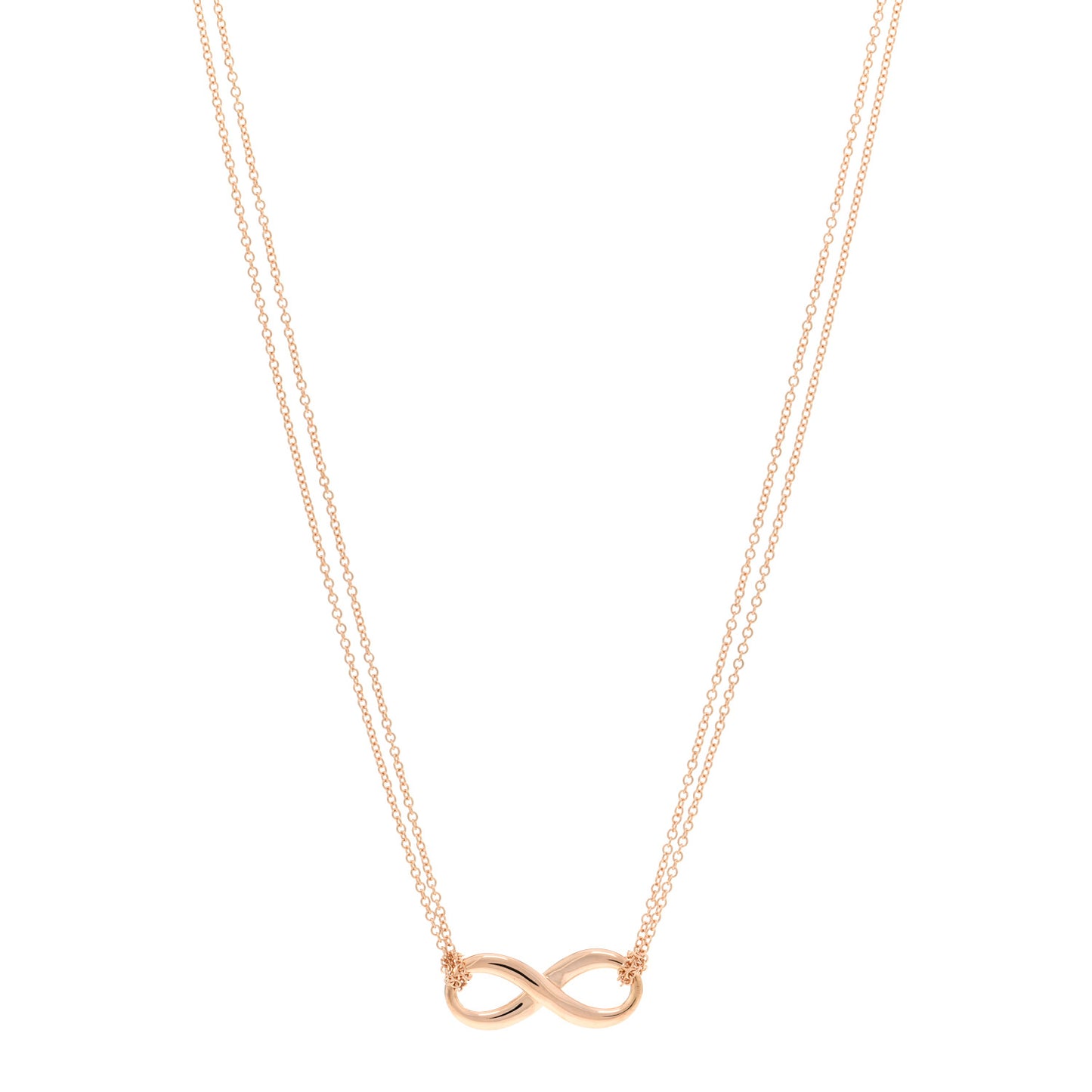 18K Rose Gold Infinity Double Chain Pendant Necklace