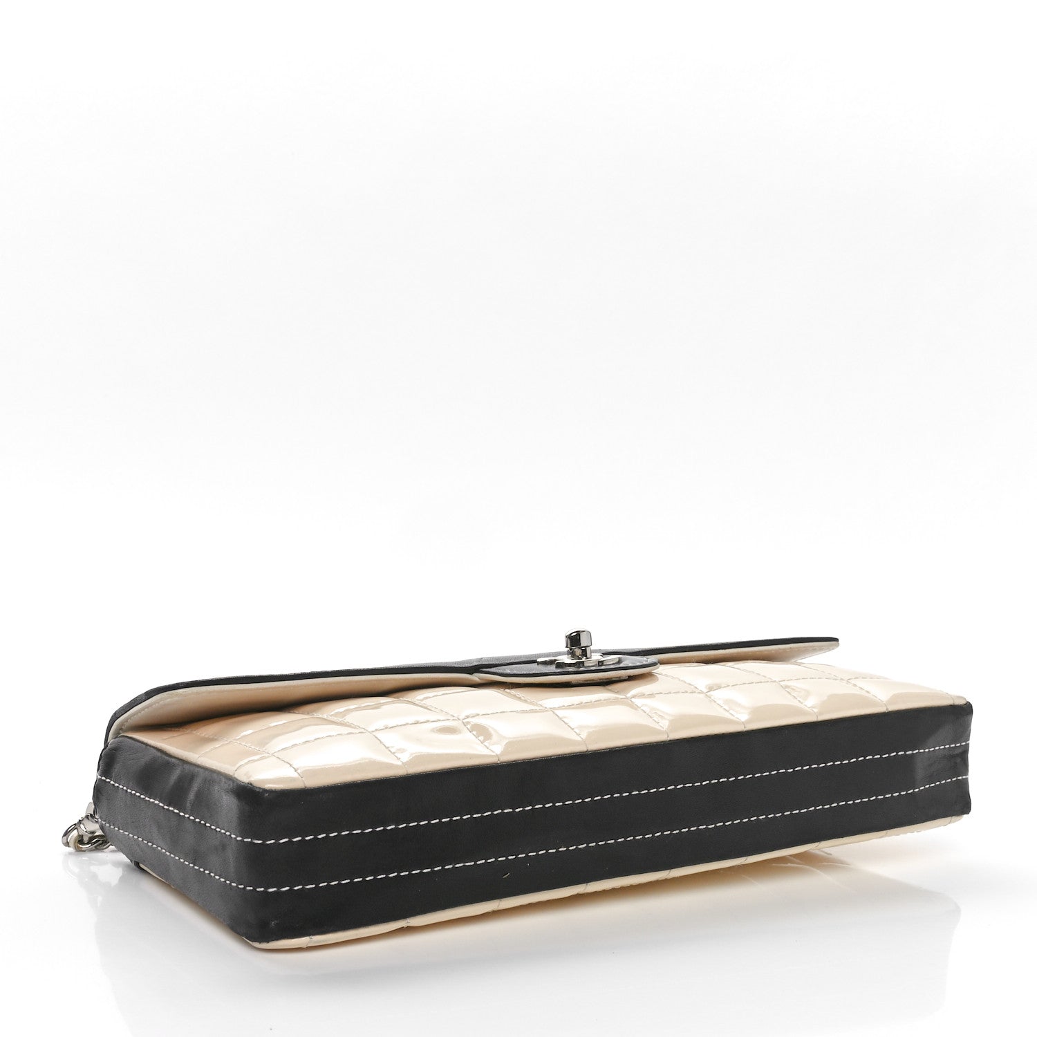 Chanel Patent East West Chocolate Bar Flap White Black 4 of 10