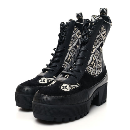 Louis Vuitton Suede Calfskin Jacquard Since 1854 Laureate Platform Desert Boots 40 Black 3 of 7