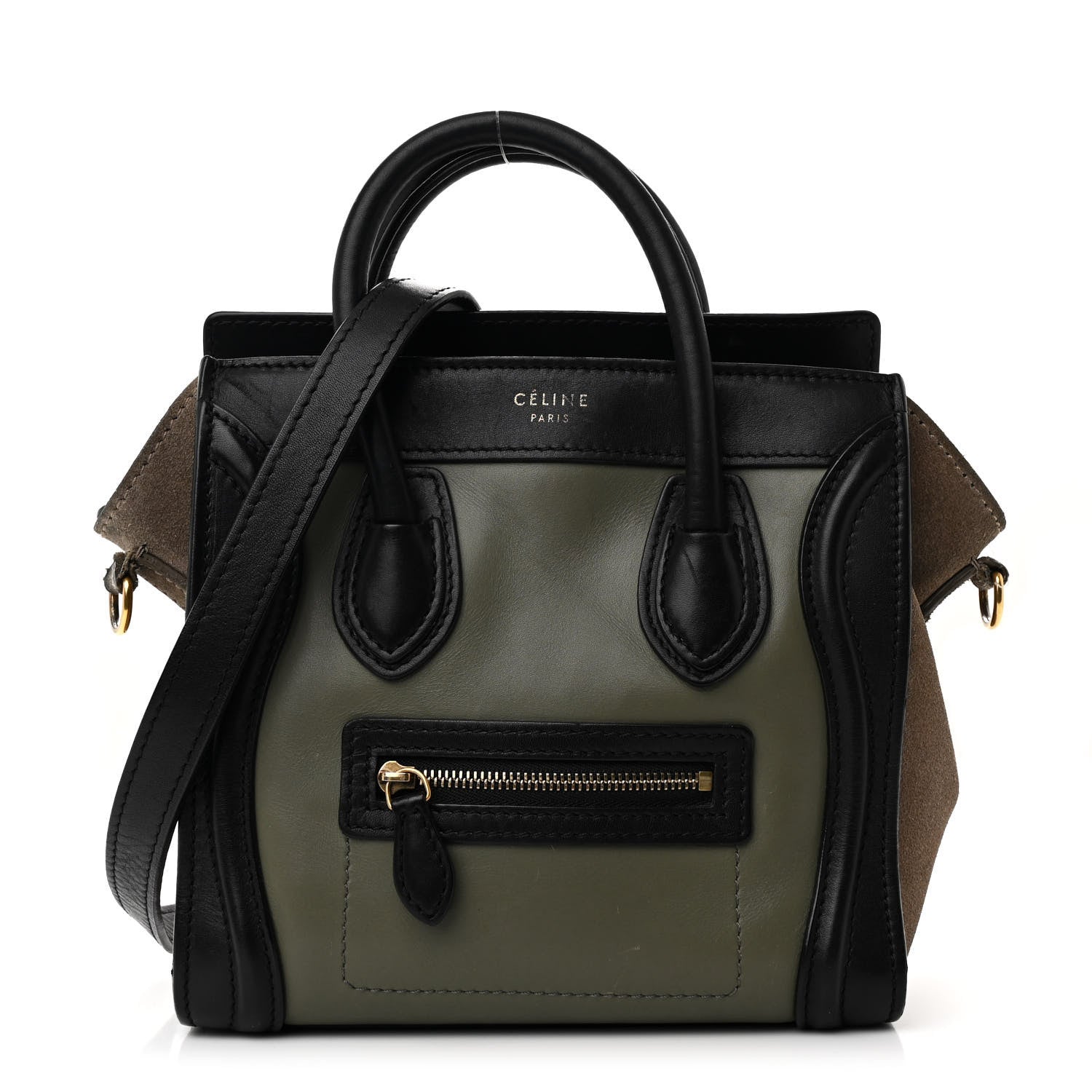 Celine Baby Grained Calfskin Nubuck Nano Tri-Color Luggage Stone 1 of 16