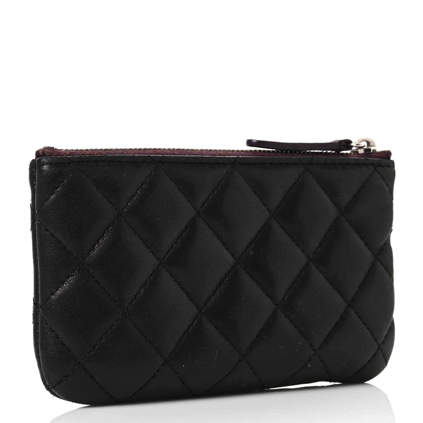 Lambskin Quilted Small Cosmetic Case Black