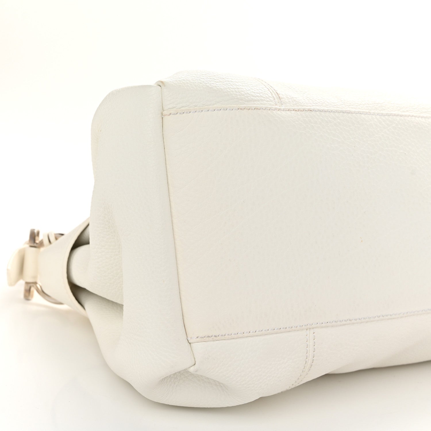 Salvatore Ferragamo Grained Calfskin Gancini Shoulder Bag White 9 of 12
