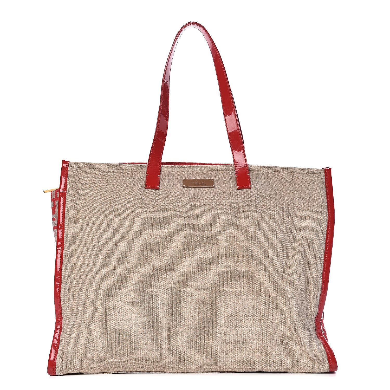 Fendi Linen Patent FF Shopping Tote Fragola 1 of 12