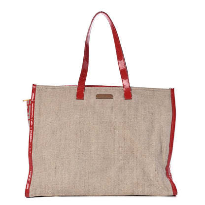 Fendi Linen Patent FF Shopping Tote Fragola 1 of 12