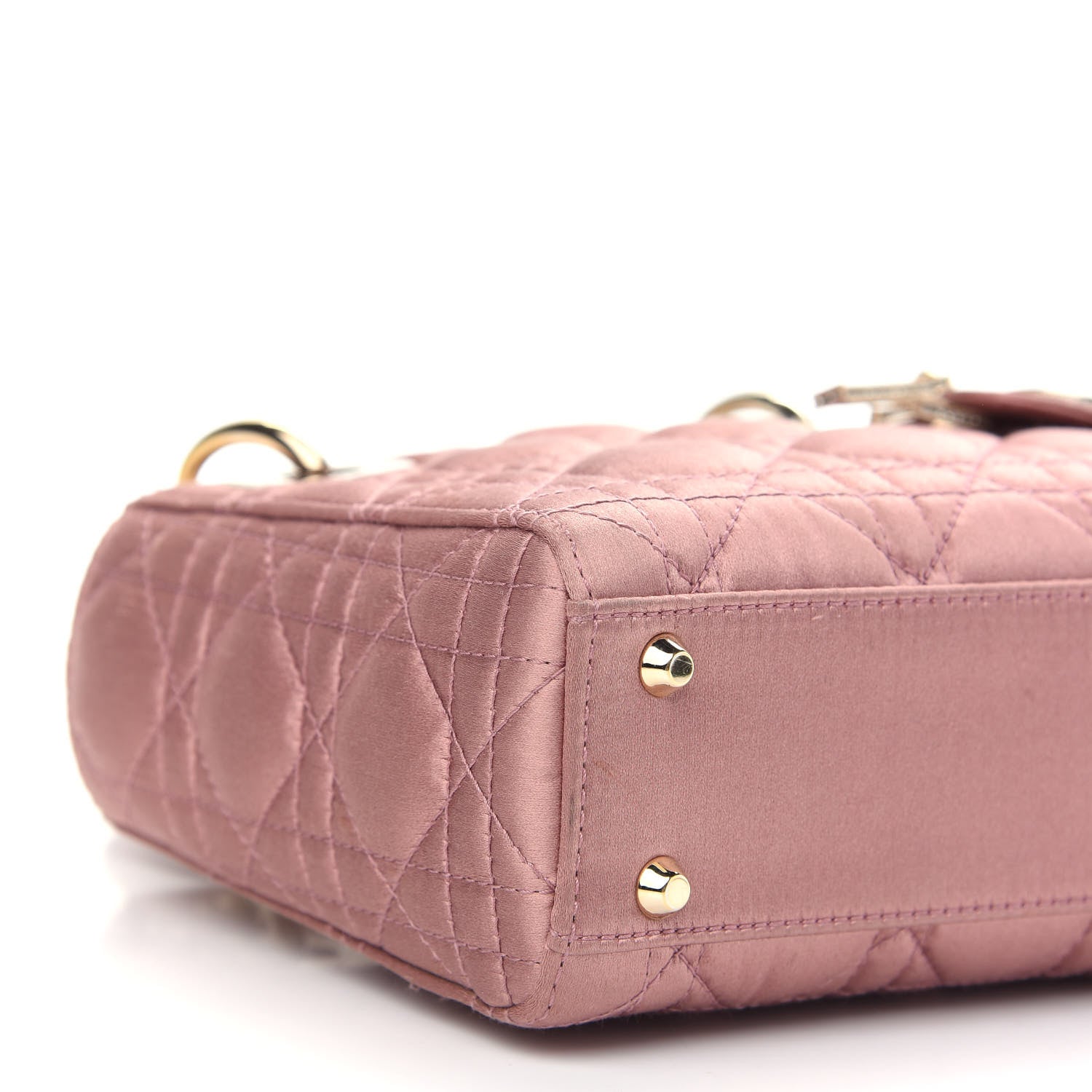Christian Dior Satin Swarovski Crystal Cannage Mini Lady Dior Pink 7 of 11