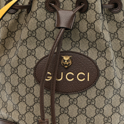 Gucci GG Supreme Monogram Neo Vintage Drawstring Bucket Backpack Beige New Acero Crop 9 of 11