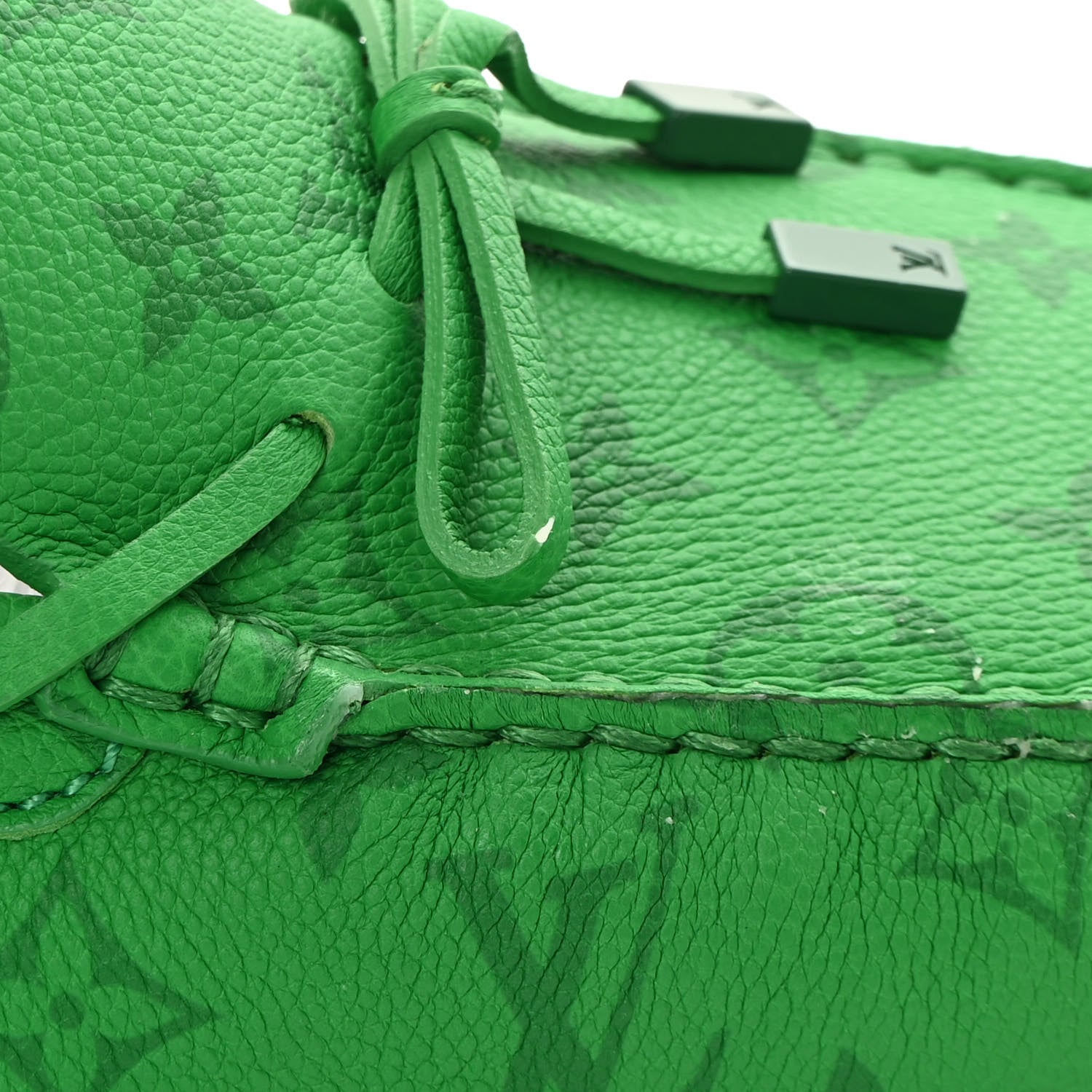 Louis Vuitton Grained Calfskin Monogram Mens Driver Moccasin Loafers 10 Green 12 of 13