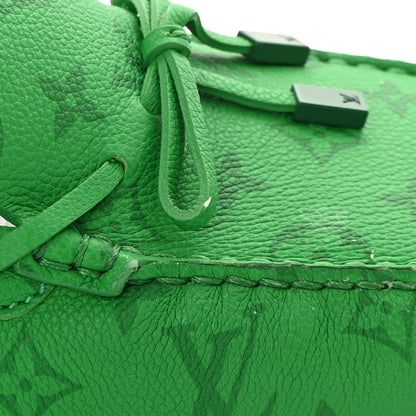Louis Vuitton Grained Calfskin Monogram Mens Driver Moccasin Loafers 10 Green 12 of 13