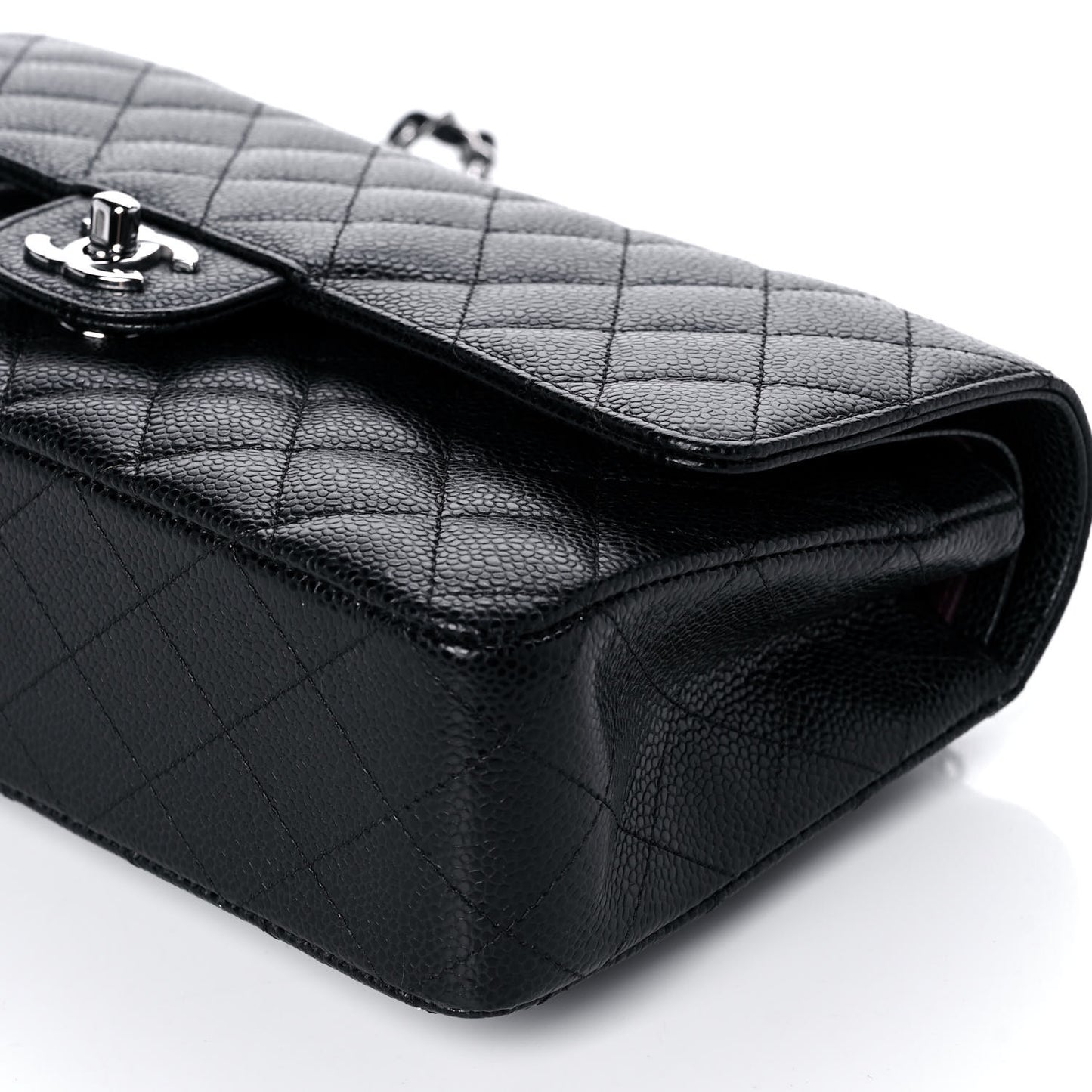 Caviar Quilted Medium Double Flap Black