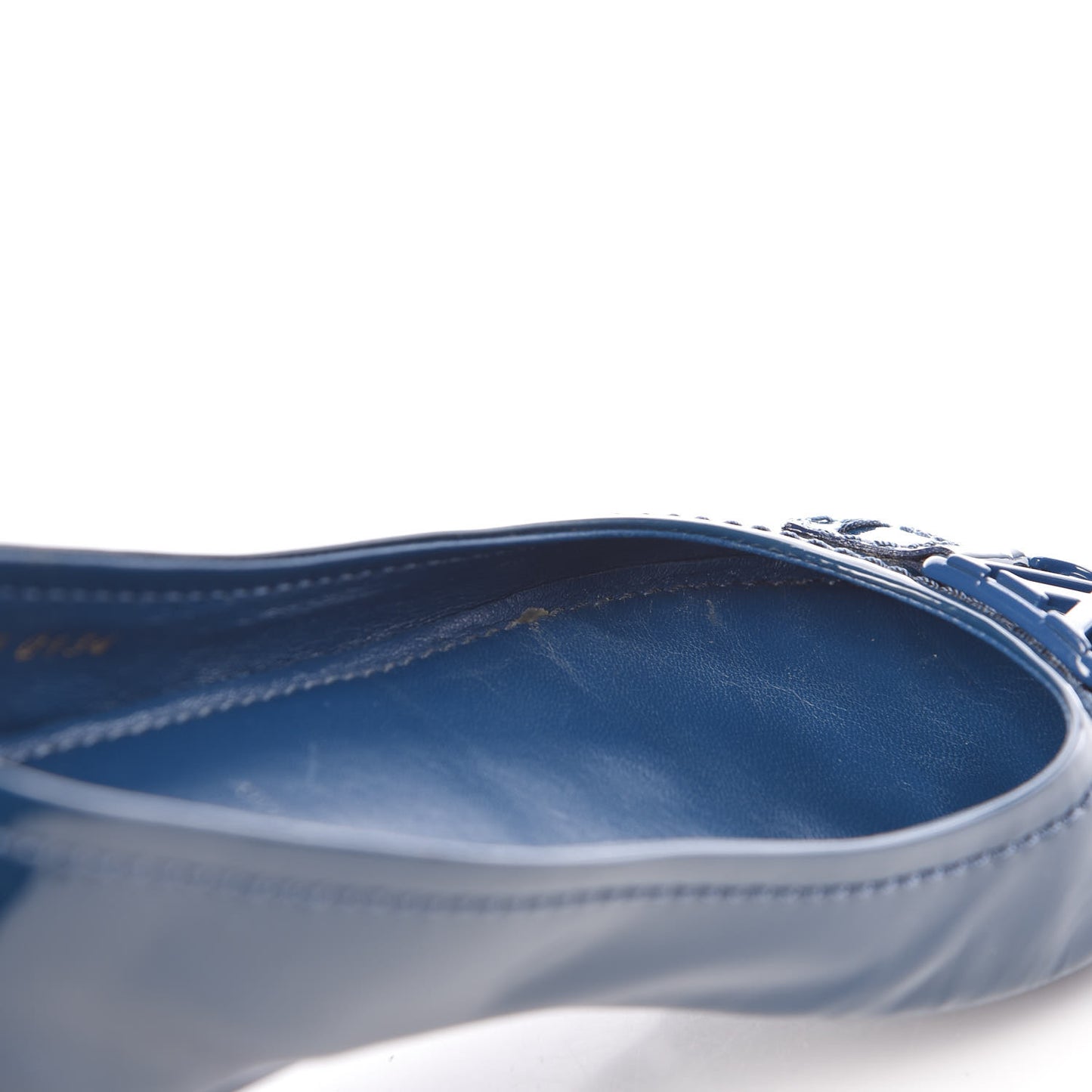 Patent Calfskin Oxford Ballerina Flats 37 Blue