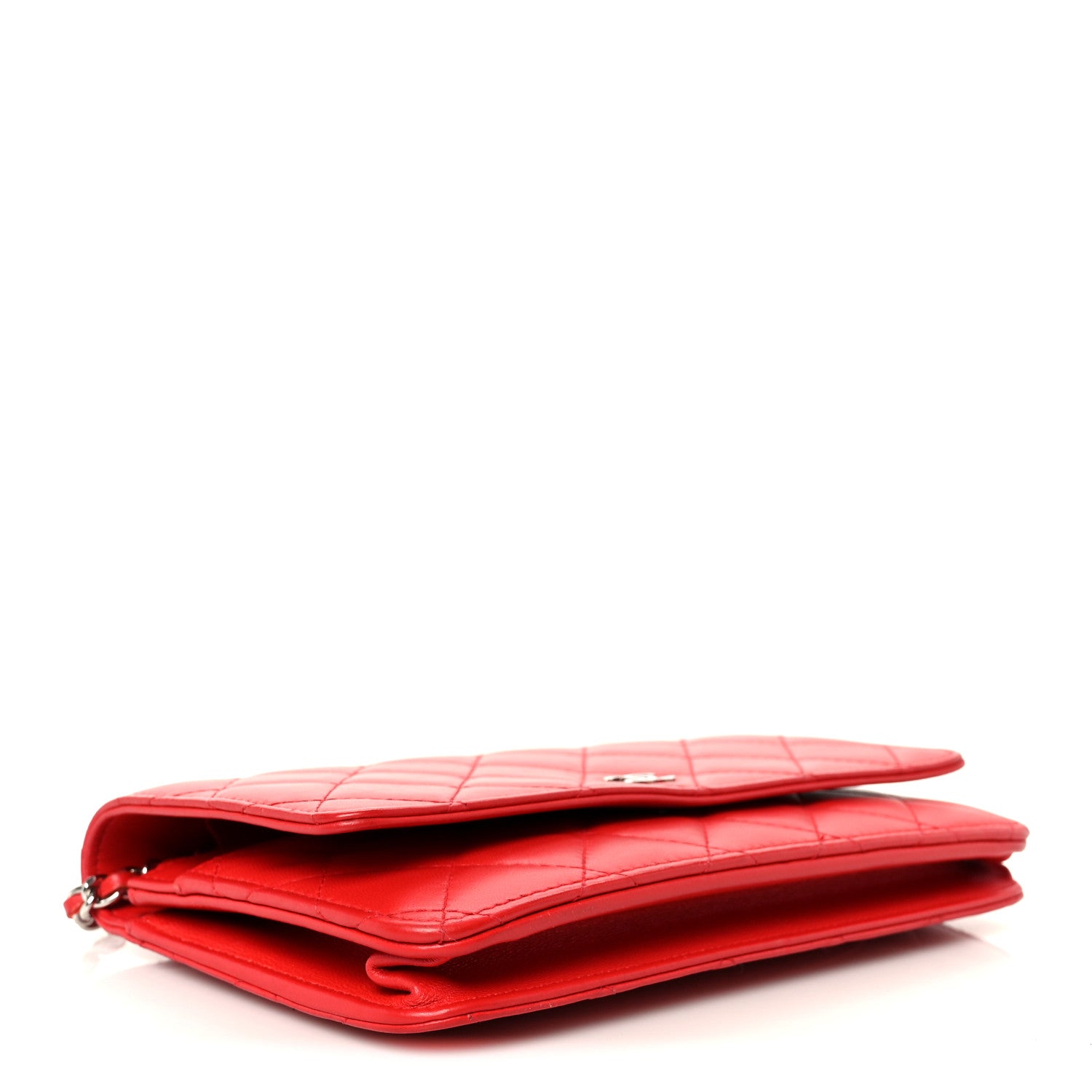 Chanel Lambskin Quilted Wallet On Chain WOC Red 4 of 12