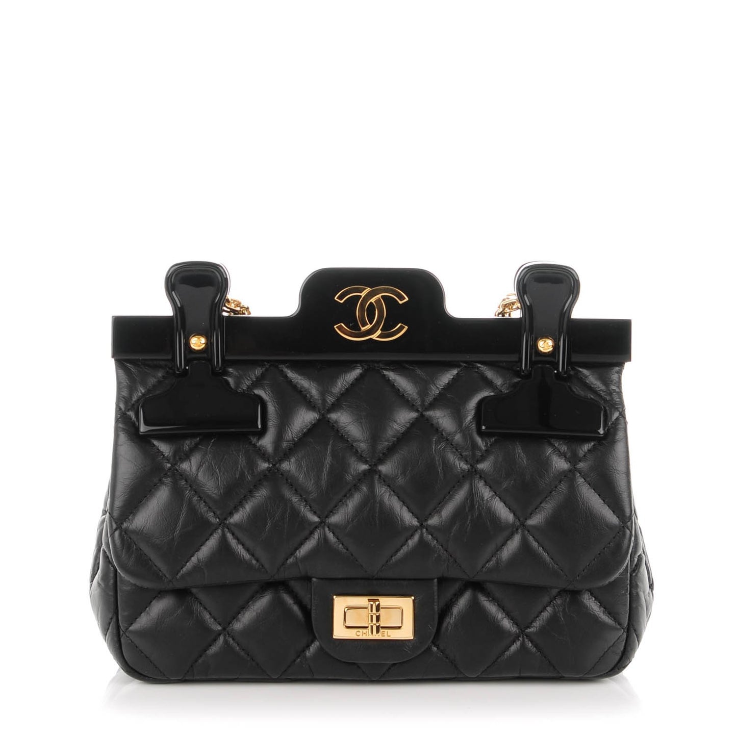 Aged Calfskin Quilted 2.55 Reissue Mini Hanger Flap Black