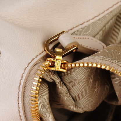 Prada Soft Calf Pleated Shopping Tote Talco 7 of 12