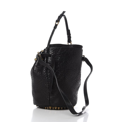 Alexander Wang Pebbled Lambskin Diego Bucket Bag Black Antique Brass Hardware 3 of 11