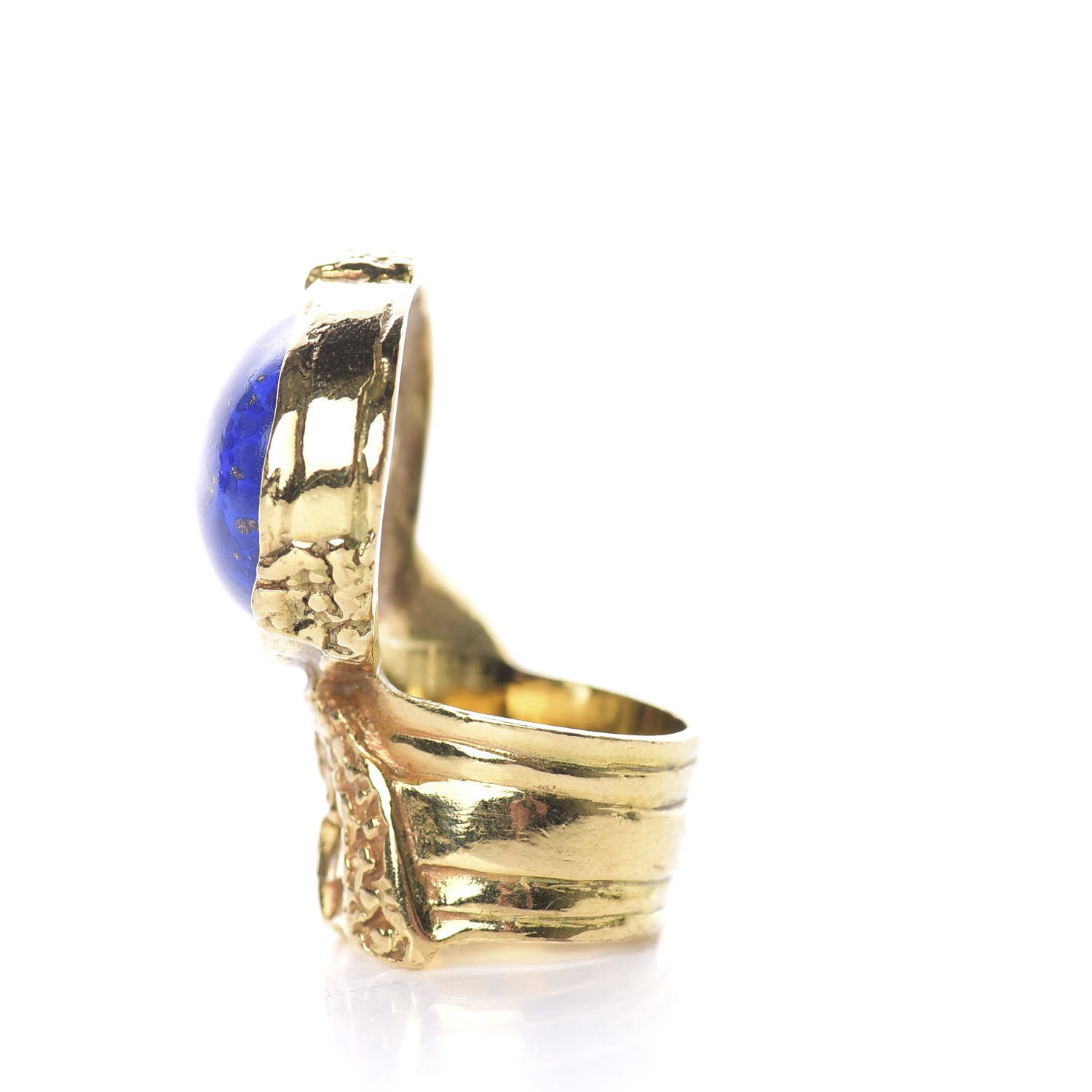 Saint Laurent Glass Cabochon Arty Ovale Ring 6 Gold Lapis 7 of 7