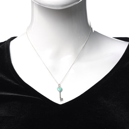 Tiffany Sterling Silver Enamel Heart Key Pendant Necklace Tiffany Blue 2 of 5