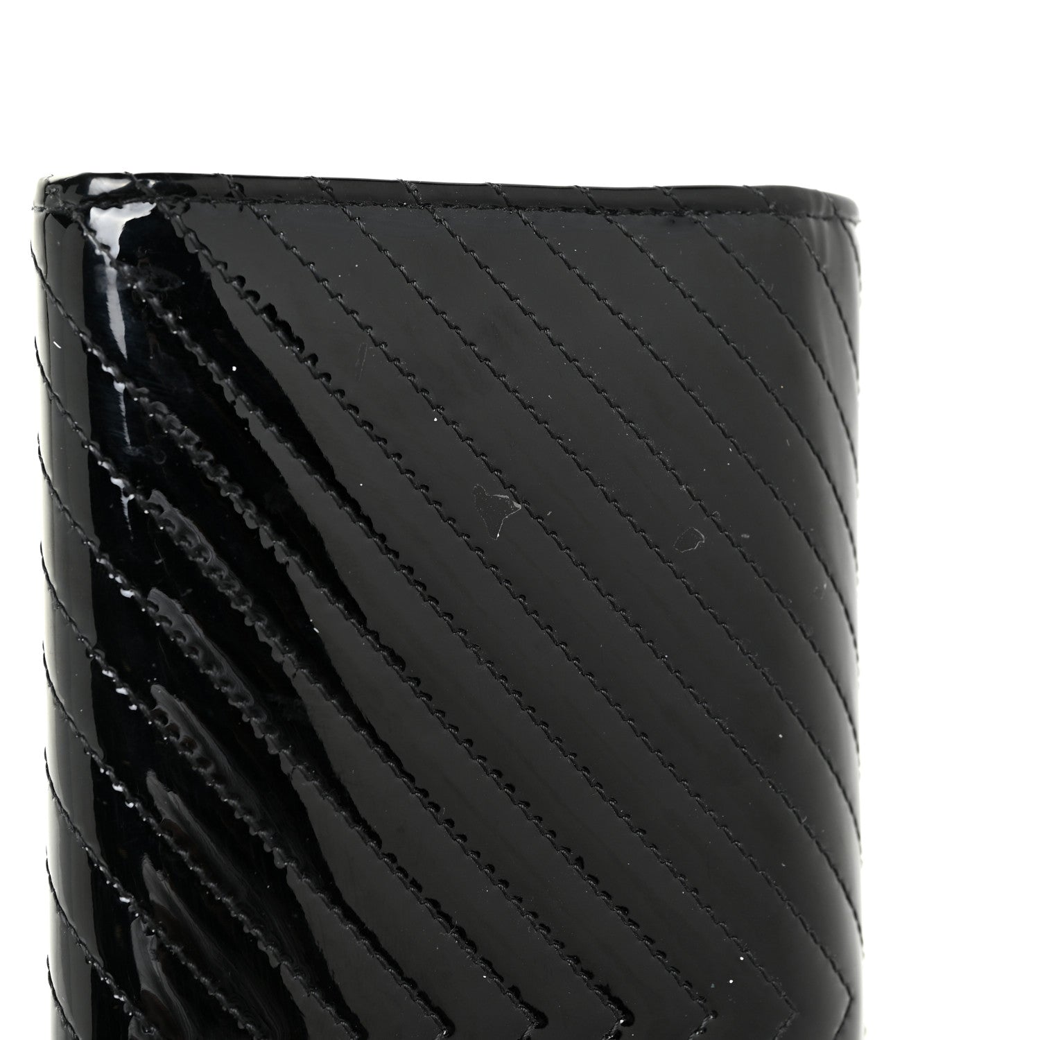 Chanel Patent Chevron Quilted Large Gusset Flap Wallet Black 17 of 21