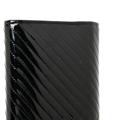 Chanel Patent Chevron Quilted Large Gusset Flap Wallet Black 17 of 21