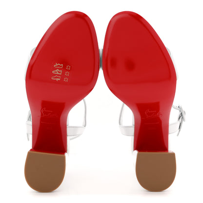 Christian Louboutin Nappa Laminata Miss Jane 85 Sandal Pumps 36.5 Silver 6 of 8