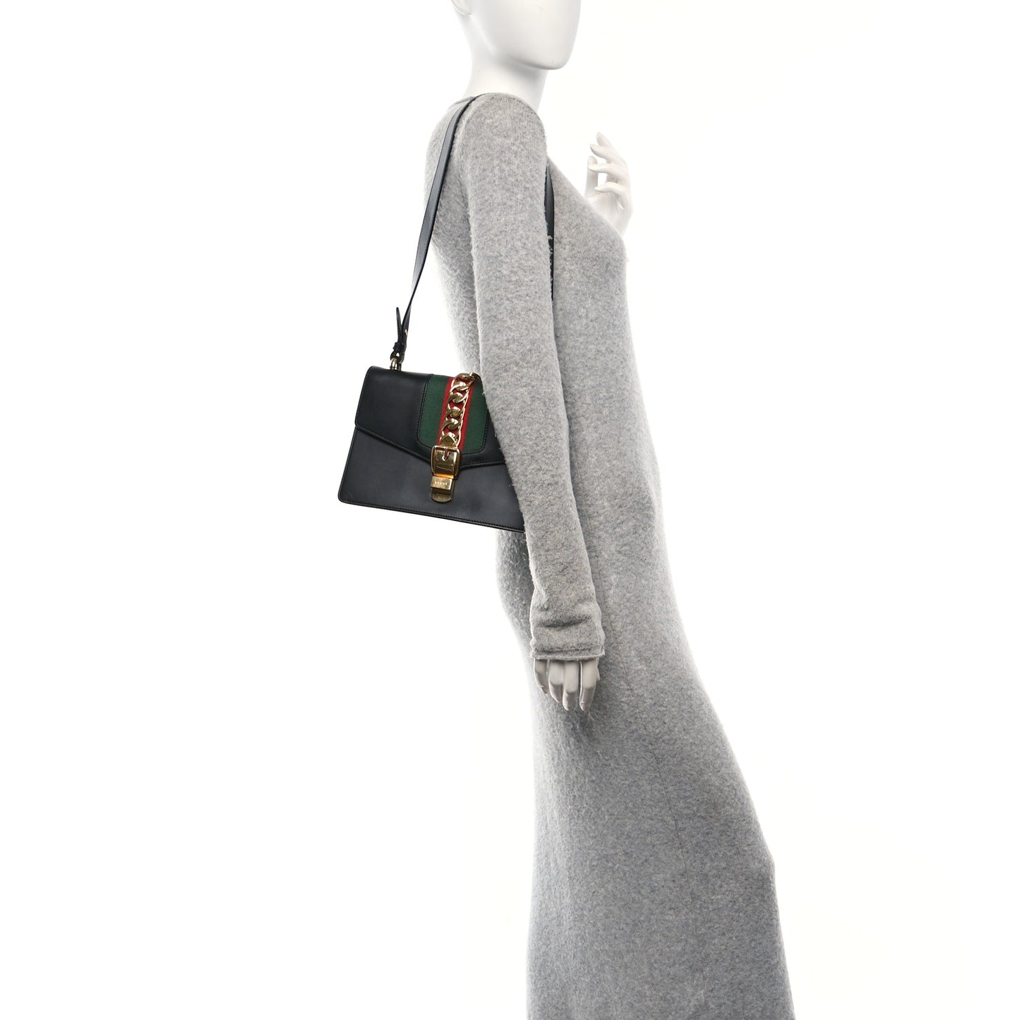 Calfskin Small Sylvie Shoulder Bag Black
