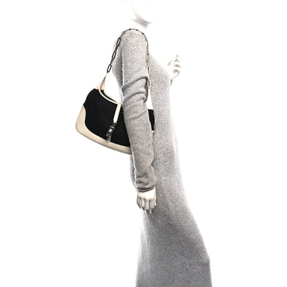 Gucci Canvas Calfskin Jackie O Chain Hobo White Black 2 of 14