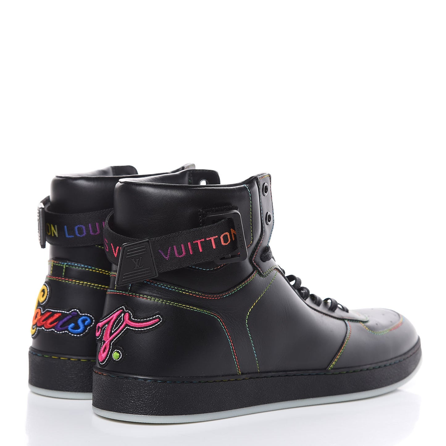 Calfskin Rivoli High Top Sneakers 10.5 Black Multicolor