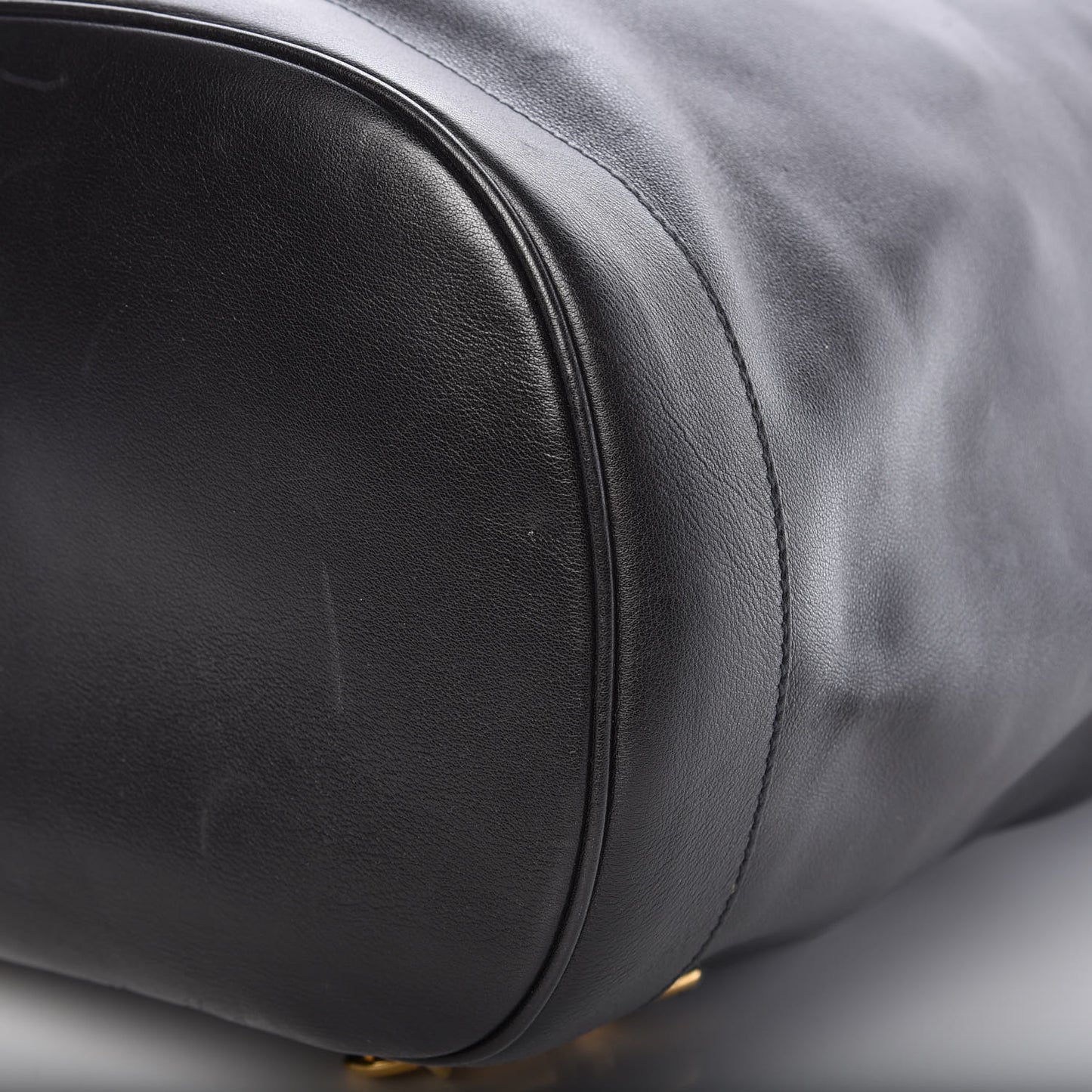 Calfskin XL Bamboo Drawstring Sling Black