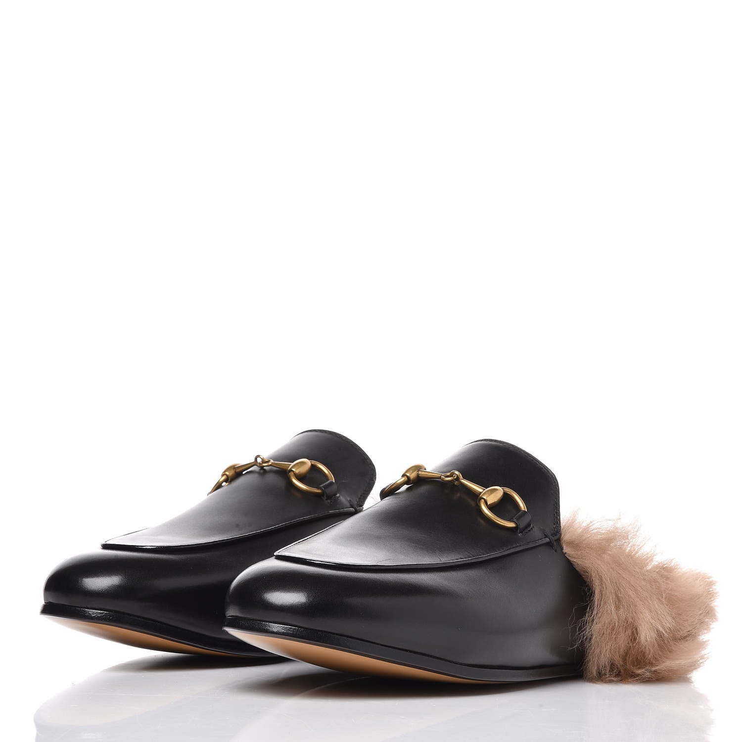 Gucci Calfskin Fur Womens Princetown Slippers 37 Black 2 of 9