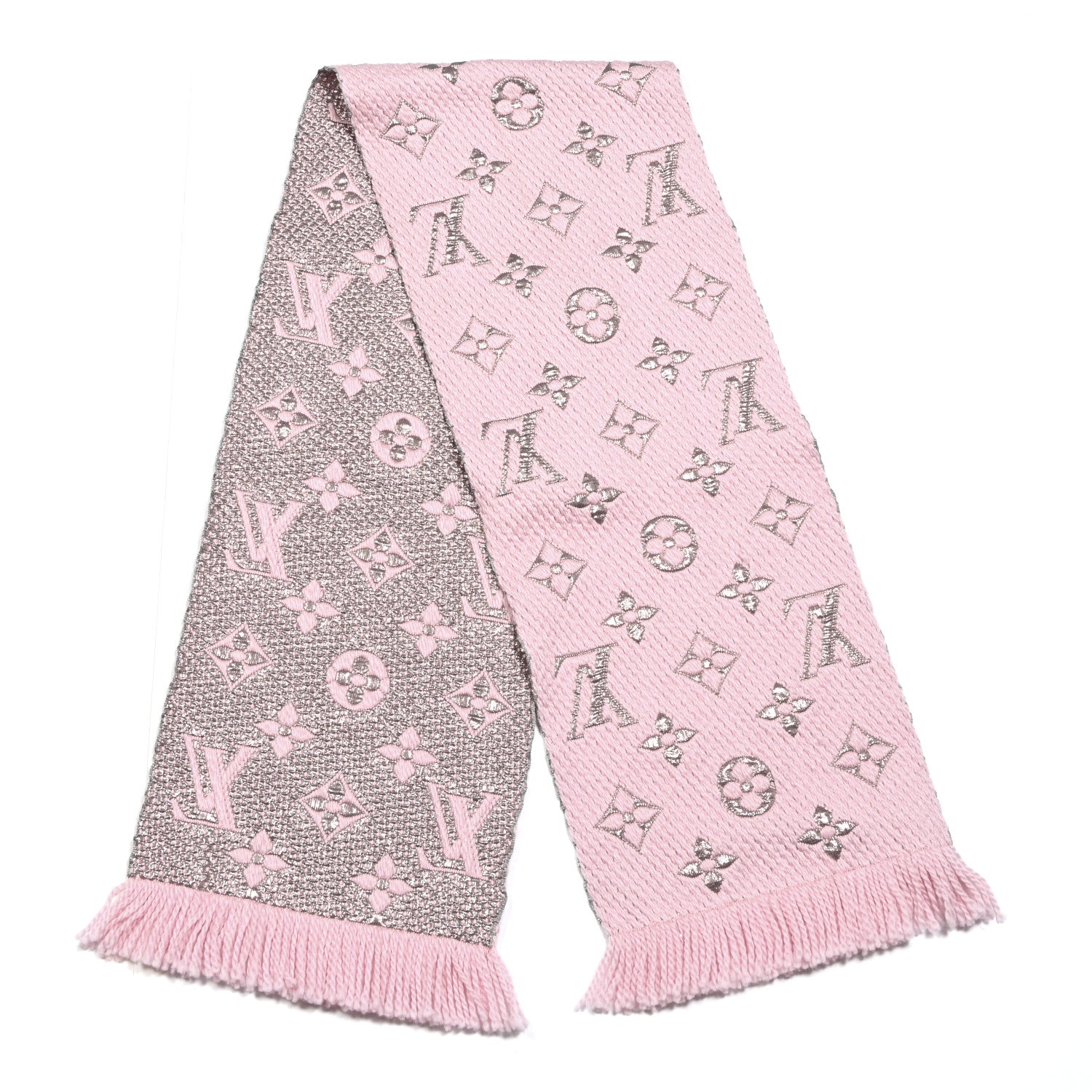 Louis Vuitton Wool Silk Logomania Shine Scarf Pink 2 of 4