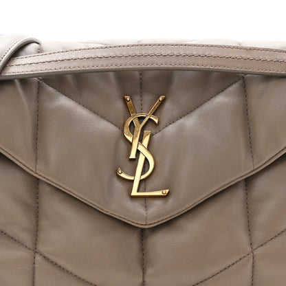 Saint Laurent Lambskin Quilted Small Loulou Puffer Monogram Chain Satchel Dusty Grey 8 of 10