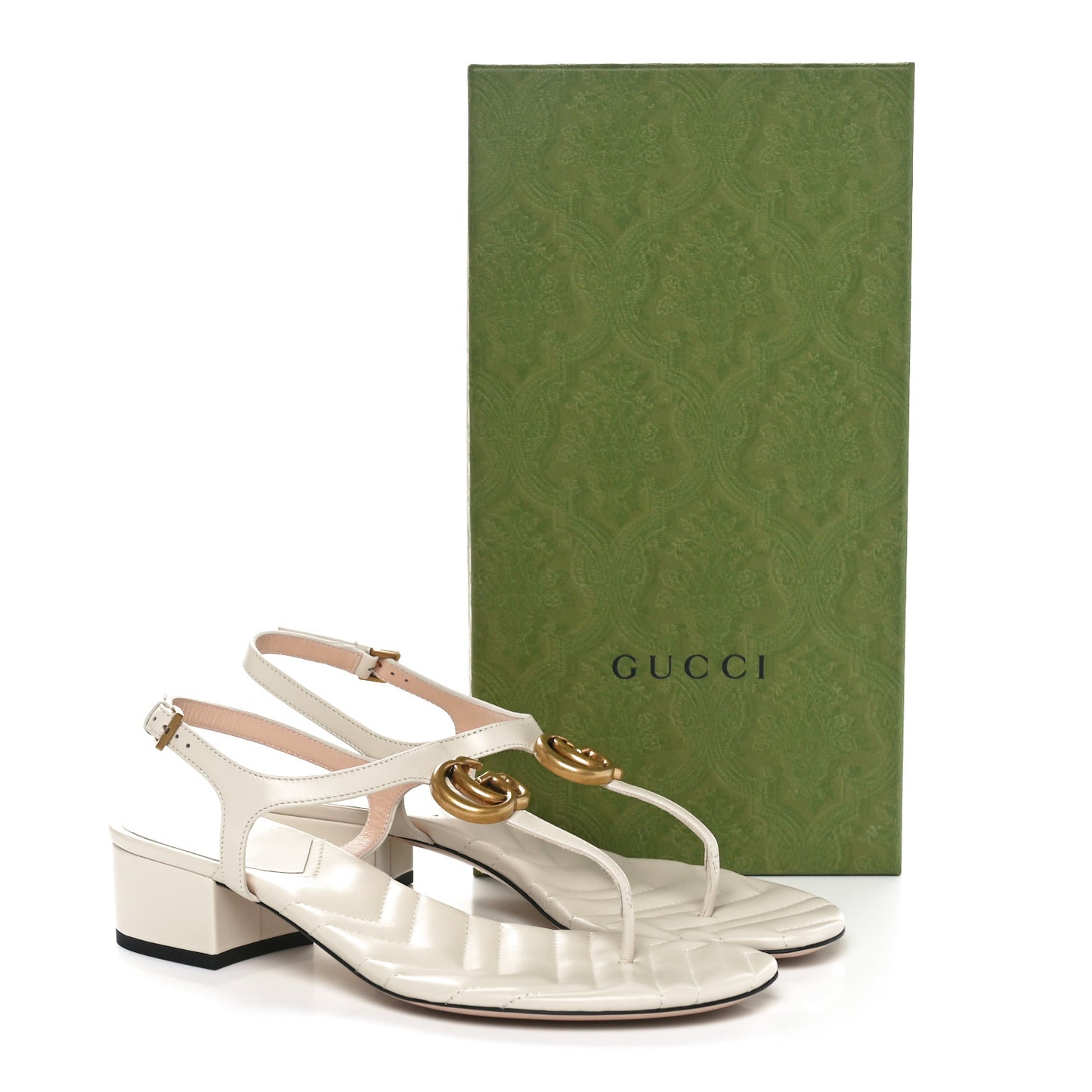 Nappa Matelasse Double G 35mm Thong Sandals 39 Mystic White