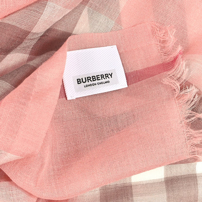 Burberry Silk Wool Gauze Giant Check Scarf Pink 6 of 6