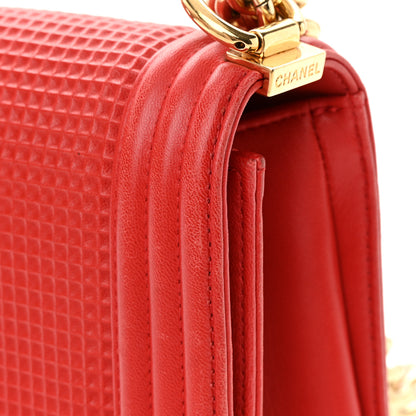 Chanel Lambskin Embossed New Medium Boy Cube Flap Red 17 of 21