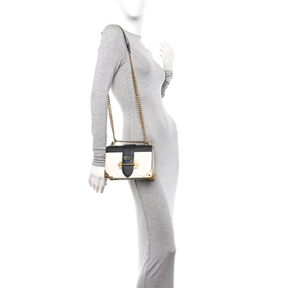 Prada City Calf Saffiano Large Cahier Bag White Black 2 of 10