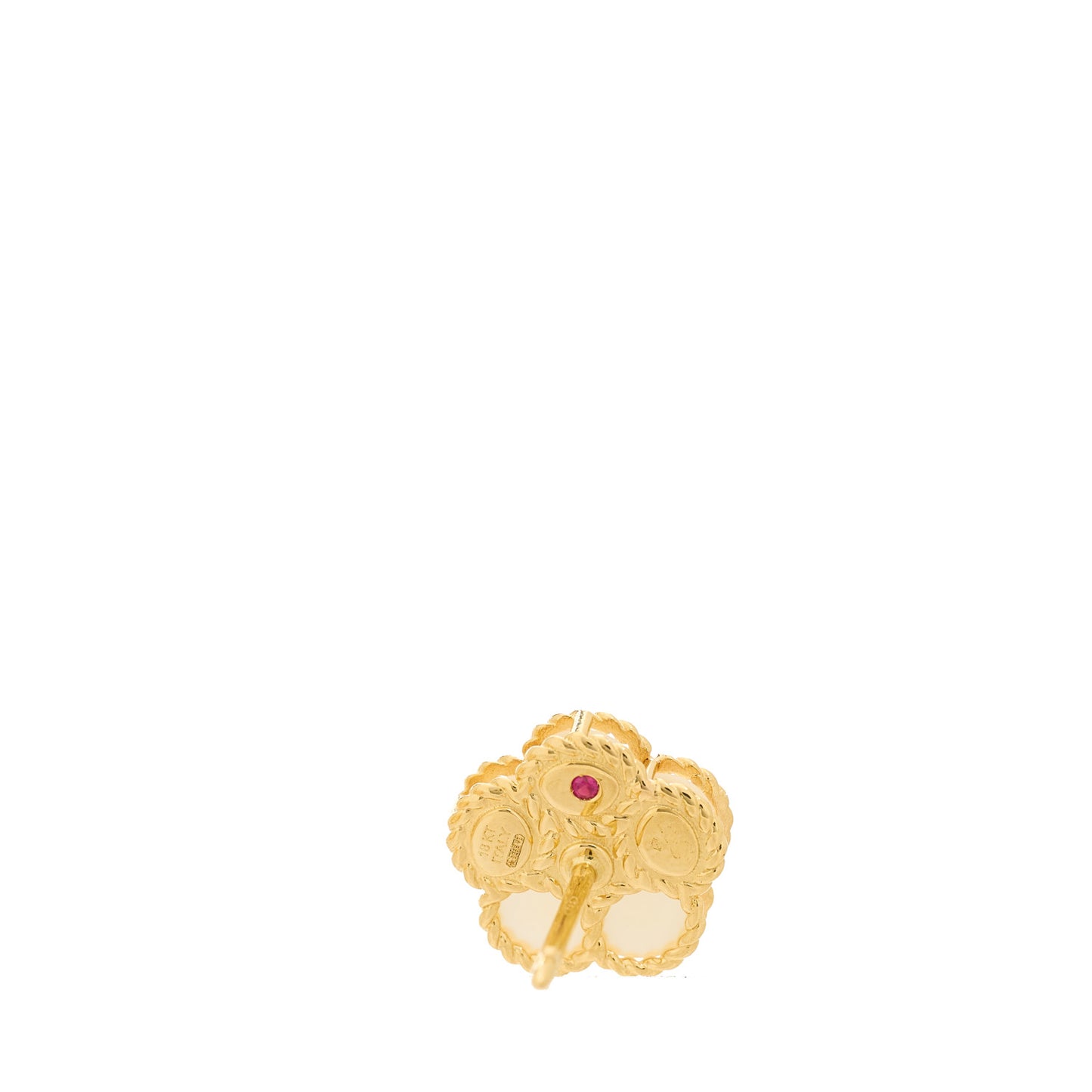 18K Yellow Gold Diamond Mother of Pearl Daisy Earrings