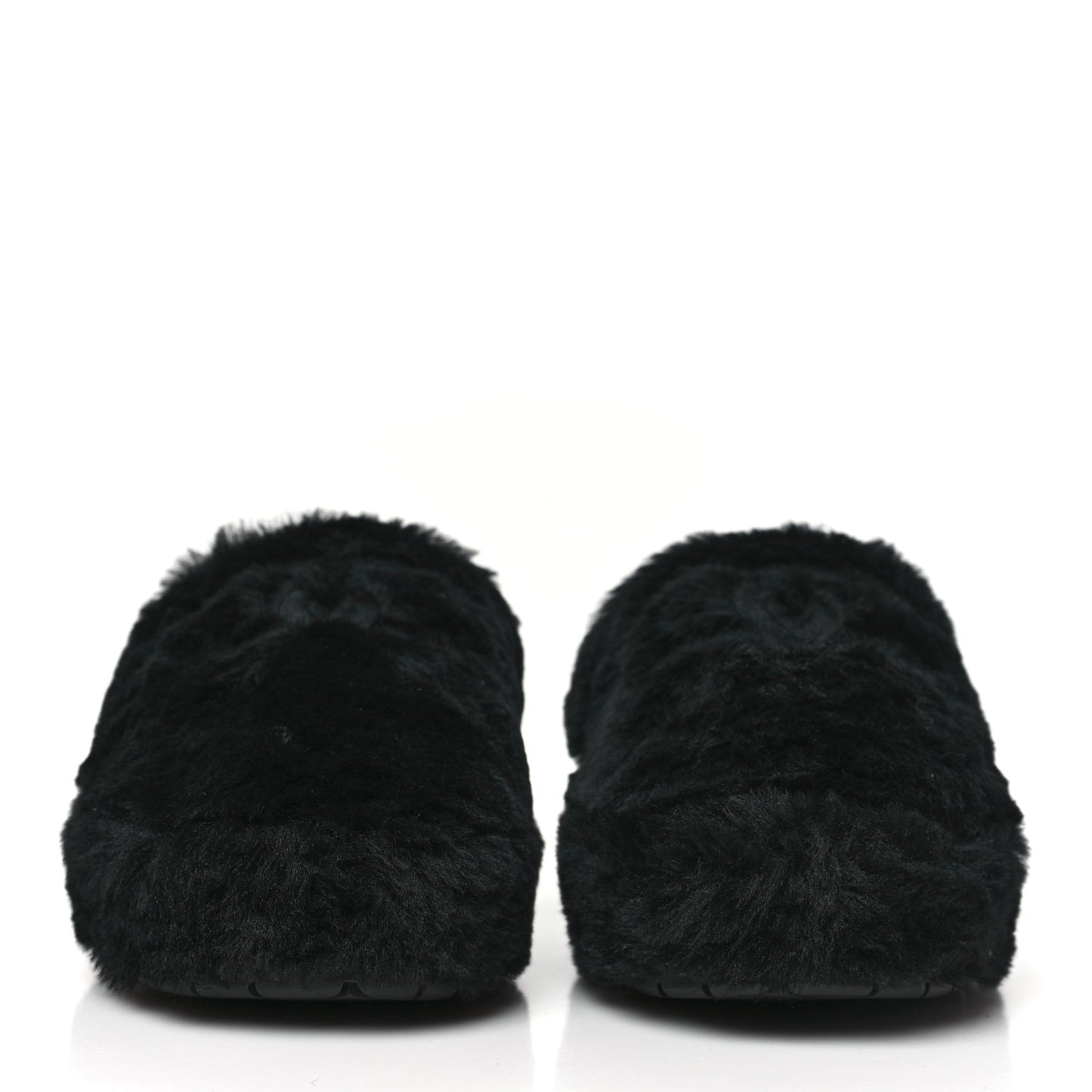 Shearling CC Flat Mules 37 Black