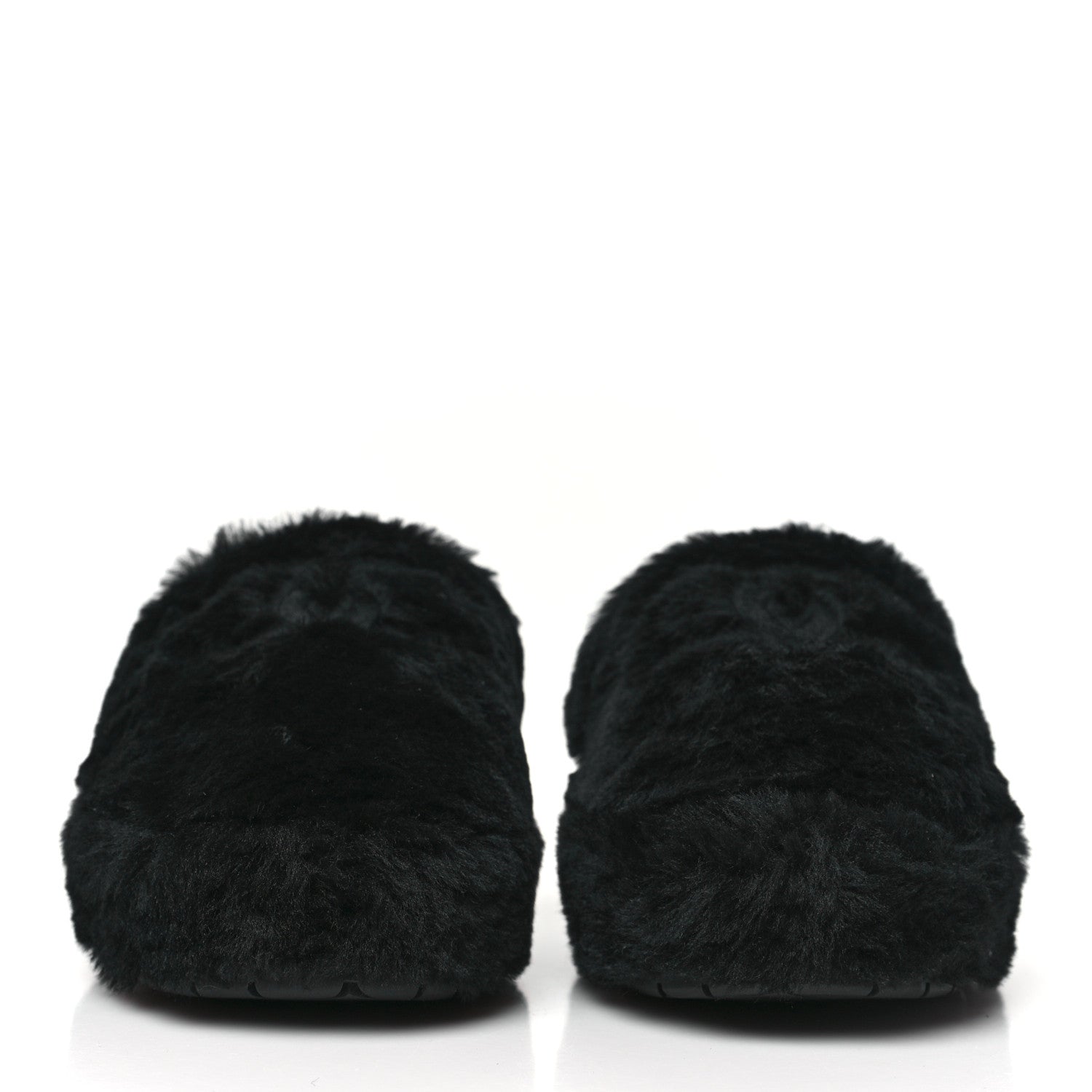 Chanel Shearling CC Flat Mules 37 Black 2 of 18