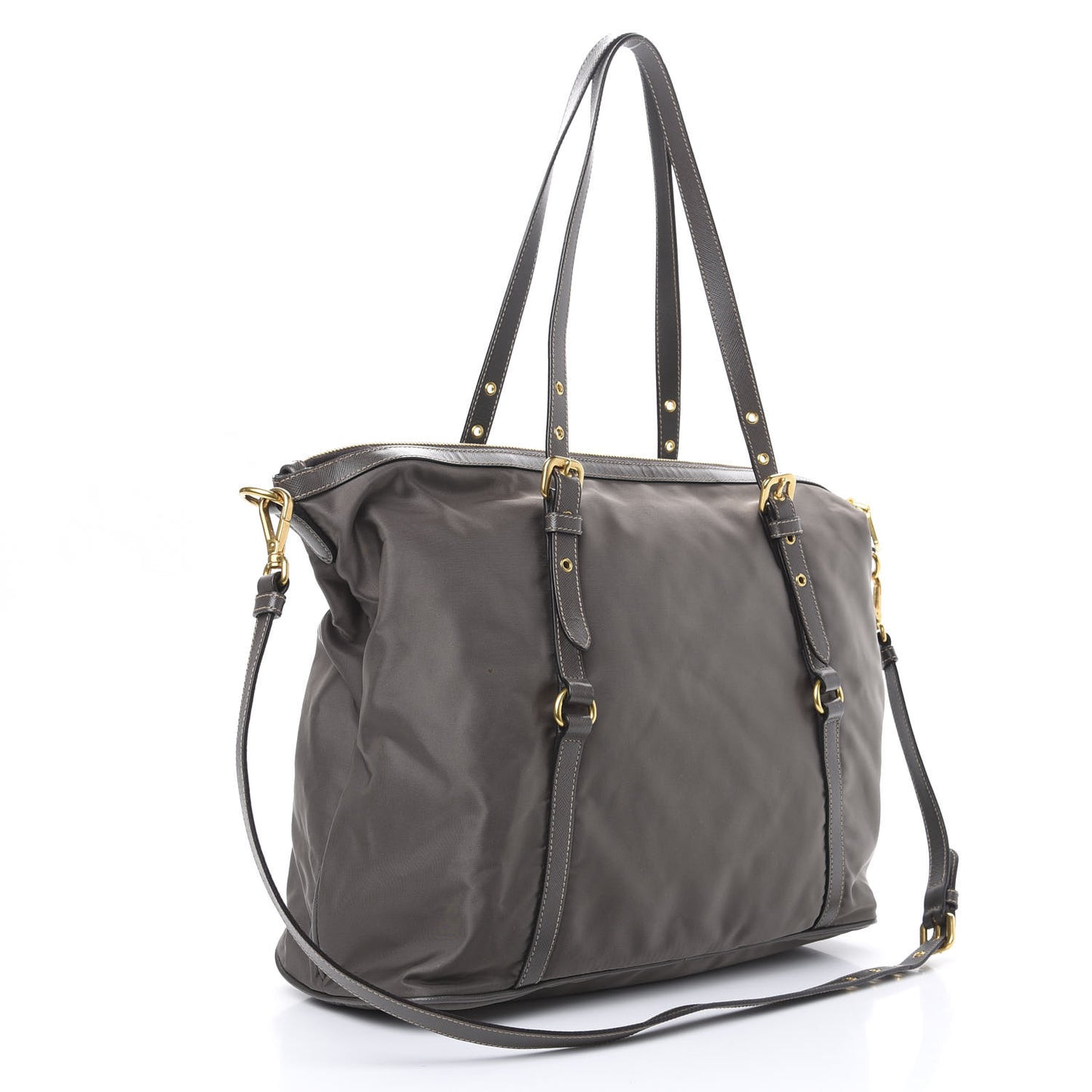 Tessuto Nylon Saffiano Jacquard Logo Tote Grey