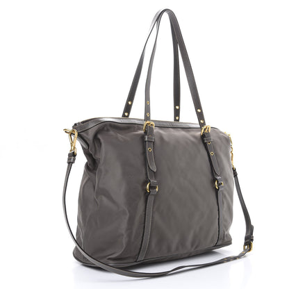 Prada Tessuto Nylon Saffiano Jacquard Logo Tote Grey 5 of 14