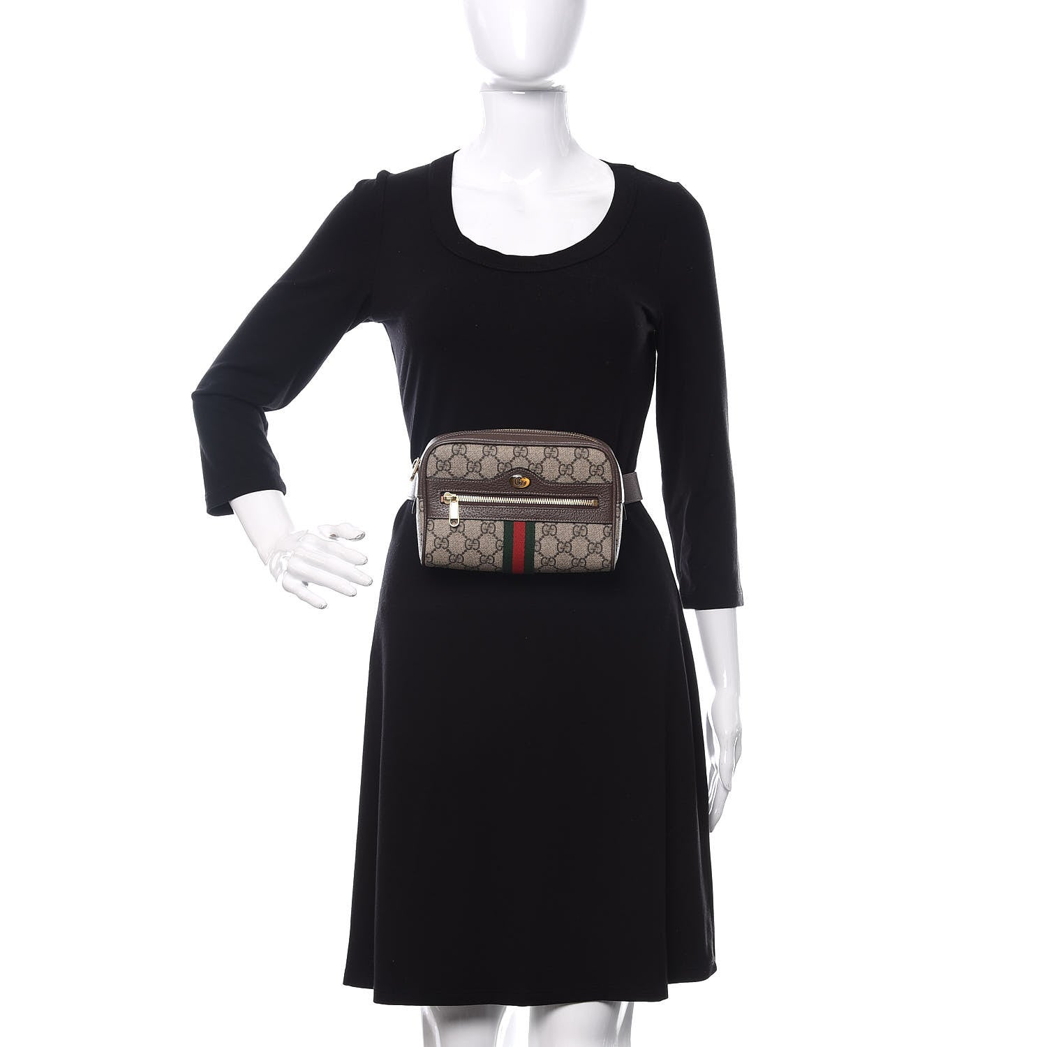 Gucci GG Supreme Monogram Web Small Ophidia Belt Bag 75 30 Dark Brown 2 of 10